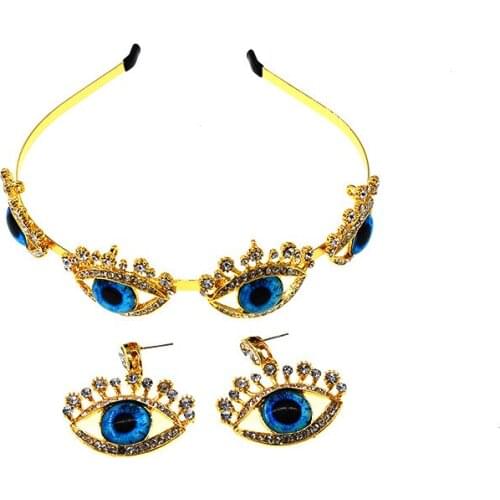 Rongho Baroque Crystal Evil eye hairbands for women Vintage hair jewelry femme eye headband Tiara hair accessories