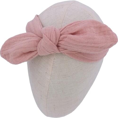 Muslin Cotton Headband for Newborn Toddler Baby Girl Kids Turban Headbands Adjustable Bunny Ear Hairbands Hair Accessories