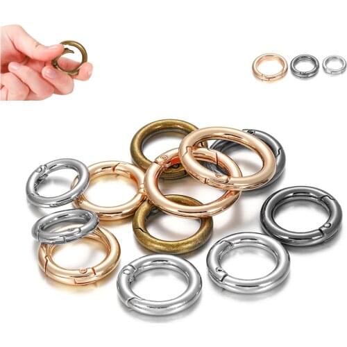 5Pcs Zinc Alloy Spring Ring Round Clasps Open Ring Spring Lock for Jewelry Connectors DIY Bag Clasp Key-chain Camping Buckle