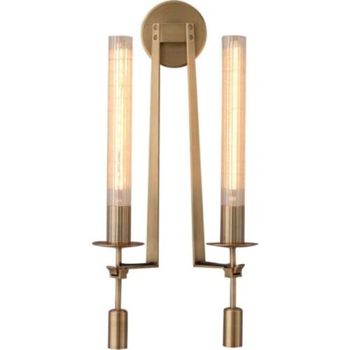 RH wrought iron glass retro Wall Lamps living room Bedroom bathroom mirror front wall light fixture aisle corridor wall sconces