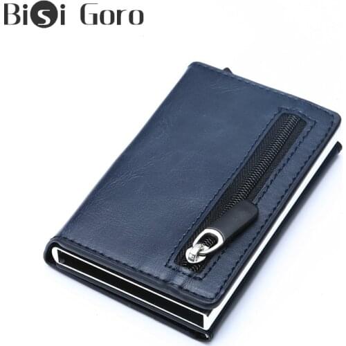 BISI GORO Luxury RFID Crazy Horse Leather Men Wallet Cowhide Coin Purse Small Brand Male Credit ID Holder Multifunctional Wallet