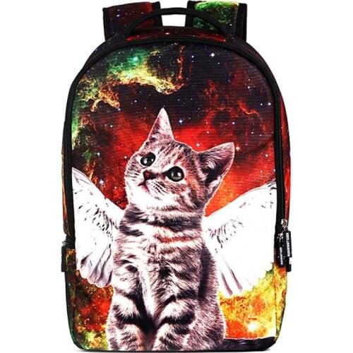 Angel Cat Printing Backpack Women Fashion School Bags For Teenage Girls College Students Laptop Backpack Girls School Backpack
