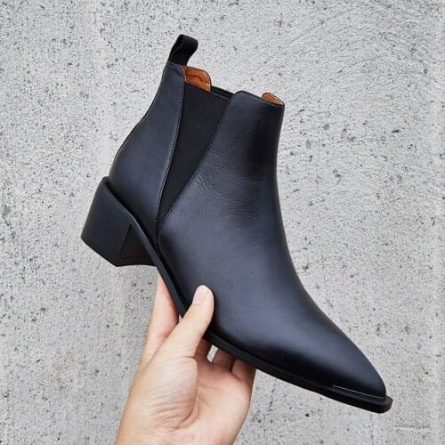 SKLFGXZY autumn and winter Womens boots Genuine leather Chelsea boots European brands Mediterranean ankle boot The high quality