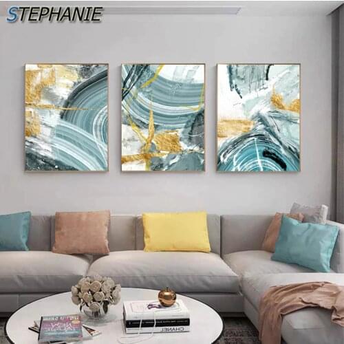Modern Gold Foil Light Green Annual Ring Canvas Wall Art HD Poster Print Nordic Unique Painting Picture for Living Room Decor