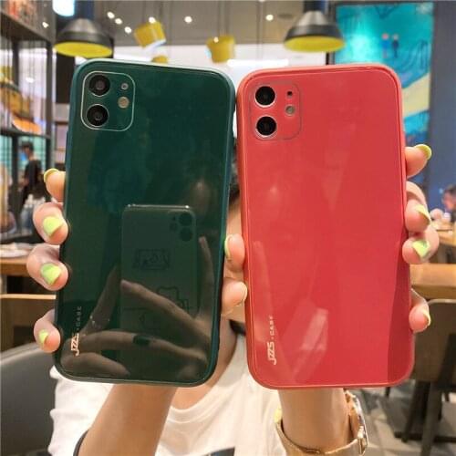 New Candy Color Glass Back Cover for For IPhone 12 11 11Pro Max XR XS Max X 7 8 Plus Anti-Fall and Anti-Vibration Cover