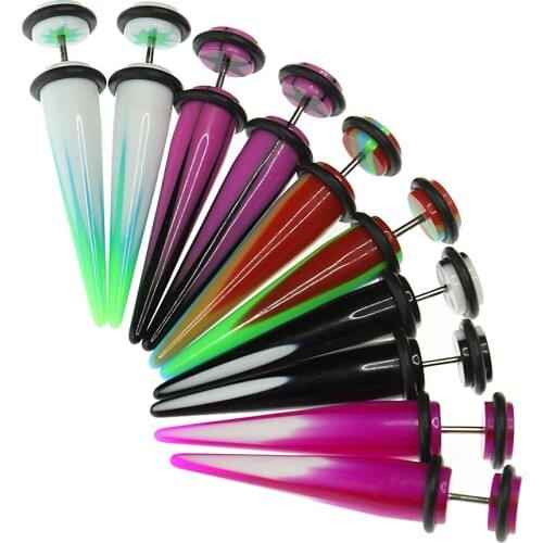 5 Pairs Screw Taper with O -ring Piercing Stud 0 Gauge Look Fake Taper Gauge