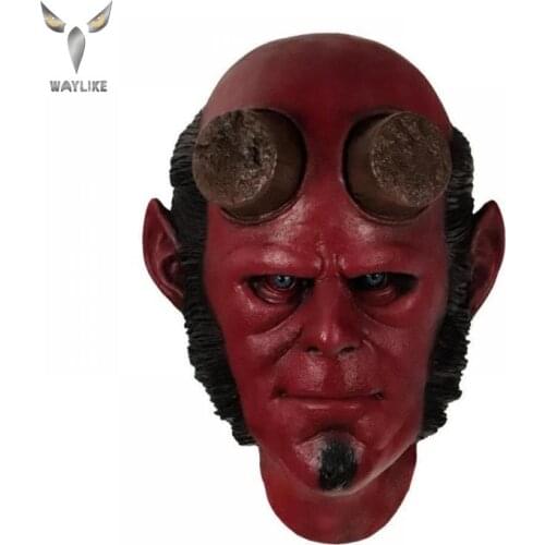 WAYLIKE Halloween Scary Hellboy Latex Mask Cosplay Hellboy Call Of Darkness Latex Masks Horror Halloween Party Mask