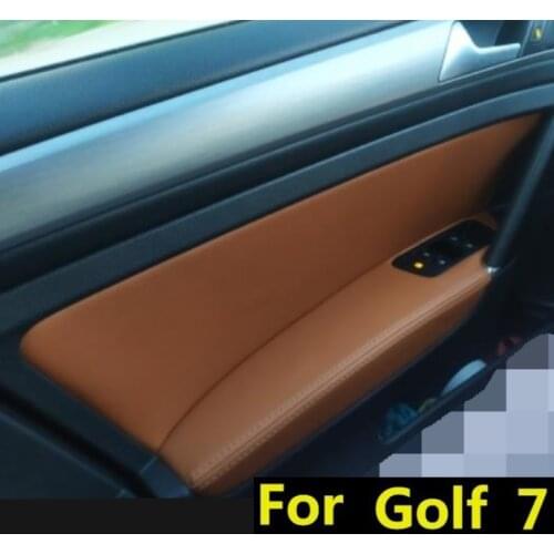 Microfibre Leather Car Door Armrest Panel Protective Leather Cover For Golf 7 2014 2015 2016 2017 2018 with Mount Fittings