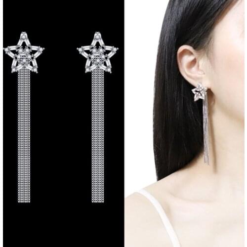 Aretes de mujer modernos 2020 korean earrings for women long tassel earrings earrings fashion jewelry Star 925 sterling silver