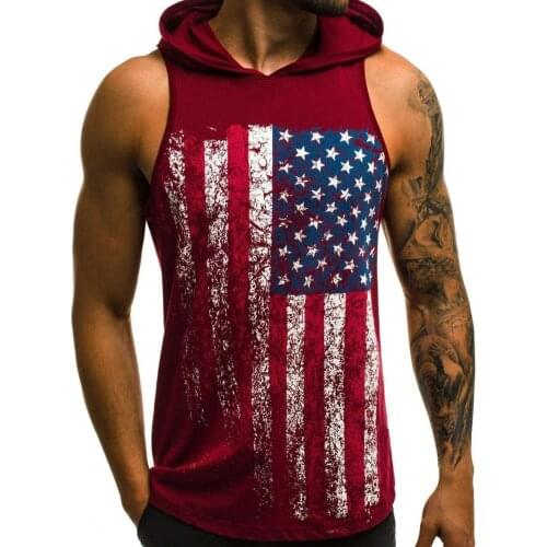 Hooded Vest Summer Men Printing Sleeveless Nylon Breathable Summer Fitness Top Loose Pullover Summer Hooded Vest футболка