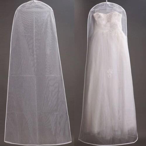 160cm Organdy Semi Transparent Wedding A-Line Dress Dustproof Cover Bride Gown Storage Bag Foldable Garment Clothes Case K0AB