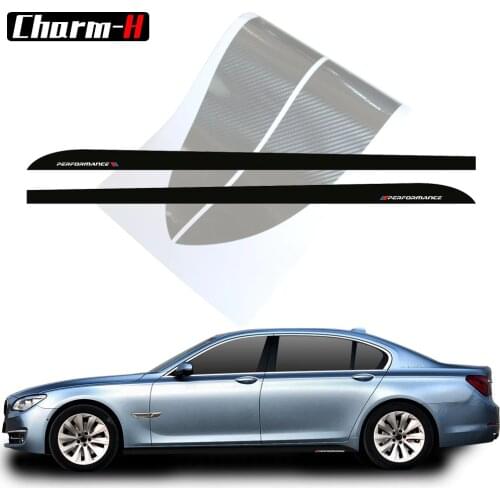 2pcs Car Styling M Performance Side Skirt Stripes Vinyl Decal Stickers For BMW 5 Series F10 F11 7 Series F01 F02 Accessories