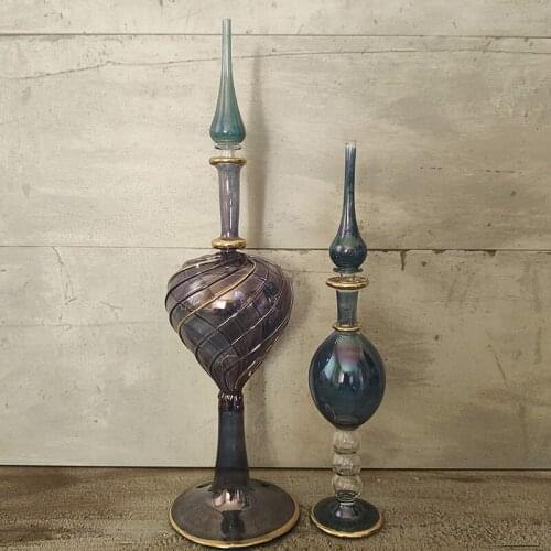 2 Pieces Refillable Blown Glass bottles Fragrance Bottles - Oil Lamp Glass Bottle - Rattan Reed Fragrance Diffuser For Any Use Handmade Home Decor home accessories And Gift Valentines Day Gift