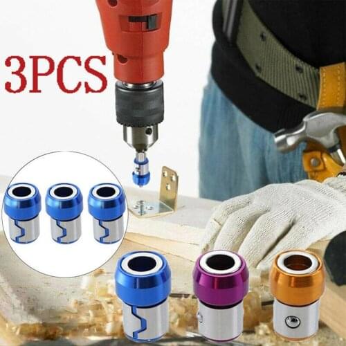 3PCS Screwdriver Bit Magnetizer Ring Universal Removable Magnetic Steel Socket Set Hand Operated Tools 6.35mm Batch Head