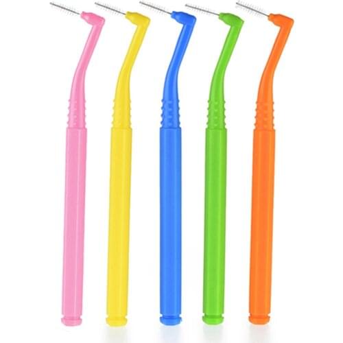 5 clolor L Shaped Interdental Brush Orthodontic Oral Care Interdental Cleaning Brush Hygiene Dental Floss Teeth Cleaning Brush