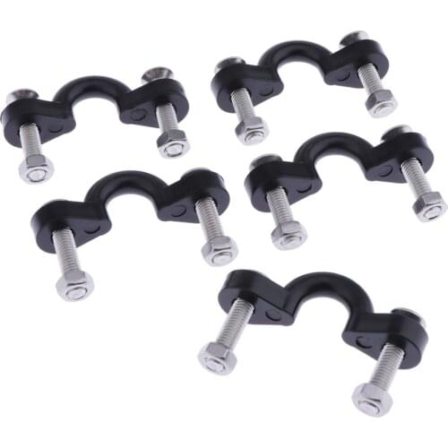5pcs Nylon Bungee Deck Loops Tie Down Pad Eye with 10 Screws for Boat Kayak Deck Rigging Kit - Black