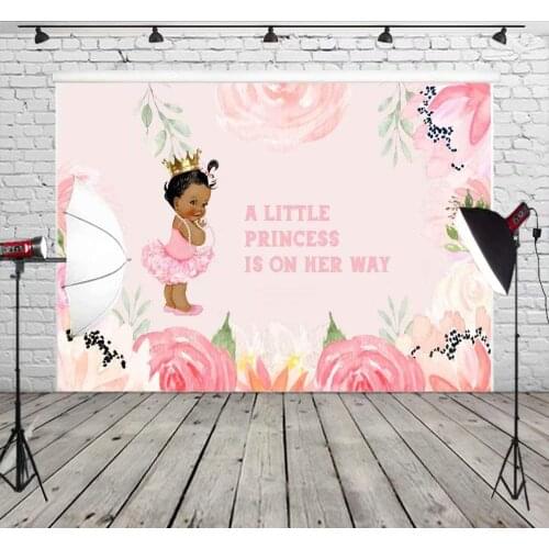 A Little Princess Is On Her Way Backdrop Baby Pink Photography Background Holiday Celebration Photo Booth Studio Decor
