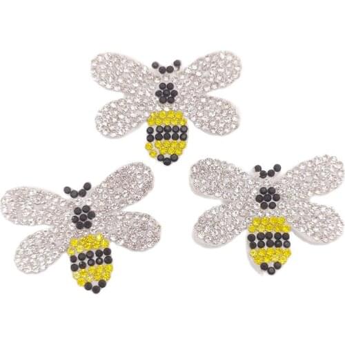30Pcs/Lo Rhinestone Bee Appliques For Headwear Decoration Handmade Hair Clip Accessories