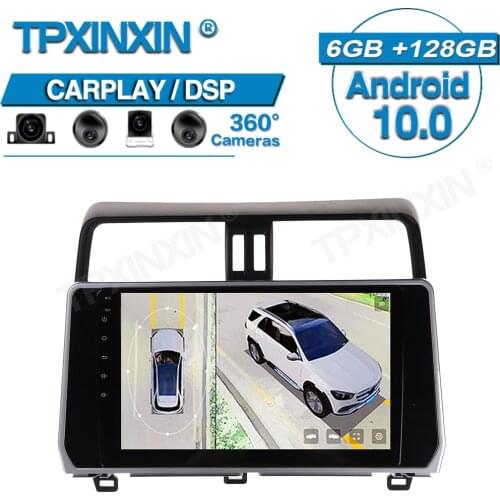 6+128G For Toyota Prado 2018 2019 Android 360 HD Auto Surround View Camera Car Multimedia Player Stereo Radio GPS Navigtion DSP