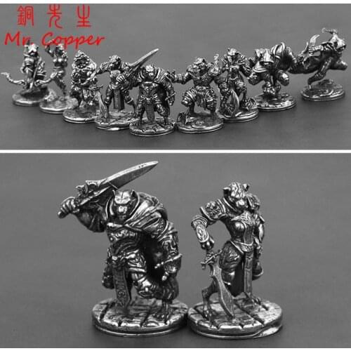 White Copper Tigers Warriors Miniatures Figurines Animals Soliders Models Desktop Ornaments Decorations Games Toys Accessories