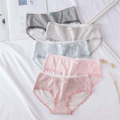 Womens traceless underwear womens cotton crotch in the waist lace girls Japanese thin breathable large cotton crotch T1018