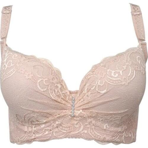 BH 3/4 Cup Plus size lingerie Lace Bras For Women Sexy Lace Bra Solid Cup Healthy Breathable Lingerie Seamless Bralette