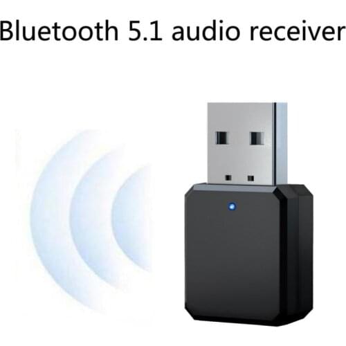 Bluetooth 5.1 Audio Receiver Dual Output AUX USB Stereo Car Hands-free Call Built-in Microphone Mic Wireless Adapter
