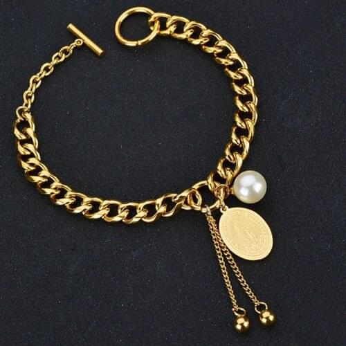 Punk Style 2021 Trend New Woman Stainless Steel Beads Round Brand Aesthetic Bracelet Costume Jewelry Supernatural New Year Gift