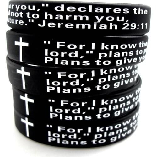 30pcs Mens Womens Jeremiah 2911 Black Silicone Bracelets Sport Wristbands Jesus Bangles Fashion Religious Cuff Jewelry Lots