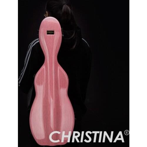 High quality Italy Christina rectangle pink violin case 4/4 carbon fiberglass case Violin accessories