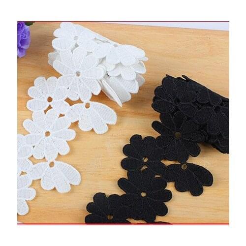 Black and white two-color hollow milk silk water-soluble embroidery lace DIY hand-made wedding dress skirt accessories