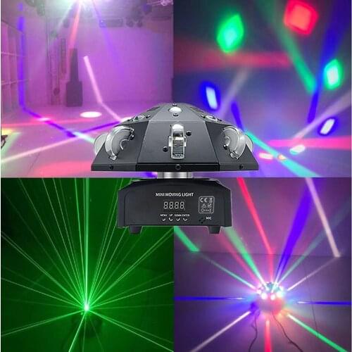Colorful small whirlwind mushroom lamp, 16 seven-color laser beams, RGBW LED moving head light, projection stage lighting