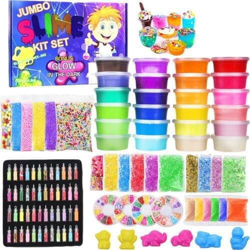 24 Colors Kids DIY Slime Kit Slime Charms Glitter Jars Slime Supplies Kit Toys Crystal Clay Plasticine Glowing In The Dark Gift