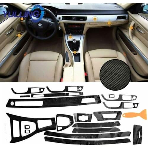 For BMW 3 Series E90 2005-13 5D Interior Glossy Carbon Fiber Wrap Trim Decal New