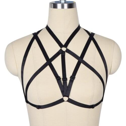 Hot Women Fashion white harness Harajuku punk goth Fetish witchy wedding belt sexy Liga bra spandex body Cage carnaval costume
