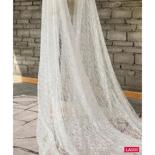 LASUI 3 yards=1 piece exquisite in style Stage dress filming designer fabric Sequins irregular mesh lace fabric