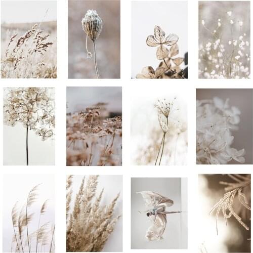 Modern Nordic Dried Flower Flower Reed Painting Canvas Art Woman Dancing Living Room Bedroom Background Wall Decoration Mural