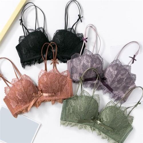 Lace Floral Embroidery Bra Backless Push Up Bras For Women Sexy Lingerie Comfortable Adjustable Wireless Bralette