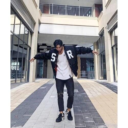 Mens fashion jacket Winter round collar solid color large size popular logo casual mens coat outdoor training baseball suit