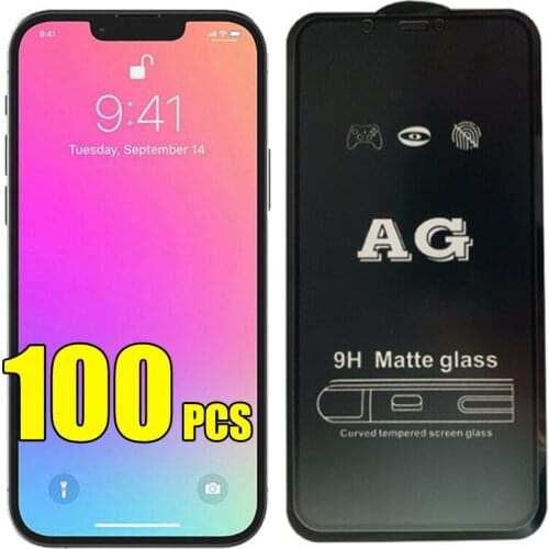 100pcs AG Matte Tempered Glass Guard Flim Anti-Fingerprint Screen Protector For iPhone 12 Mini 11 Pro Max XS XR X 8 7 6 Plus SE