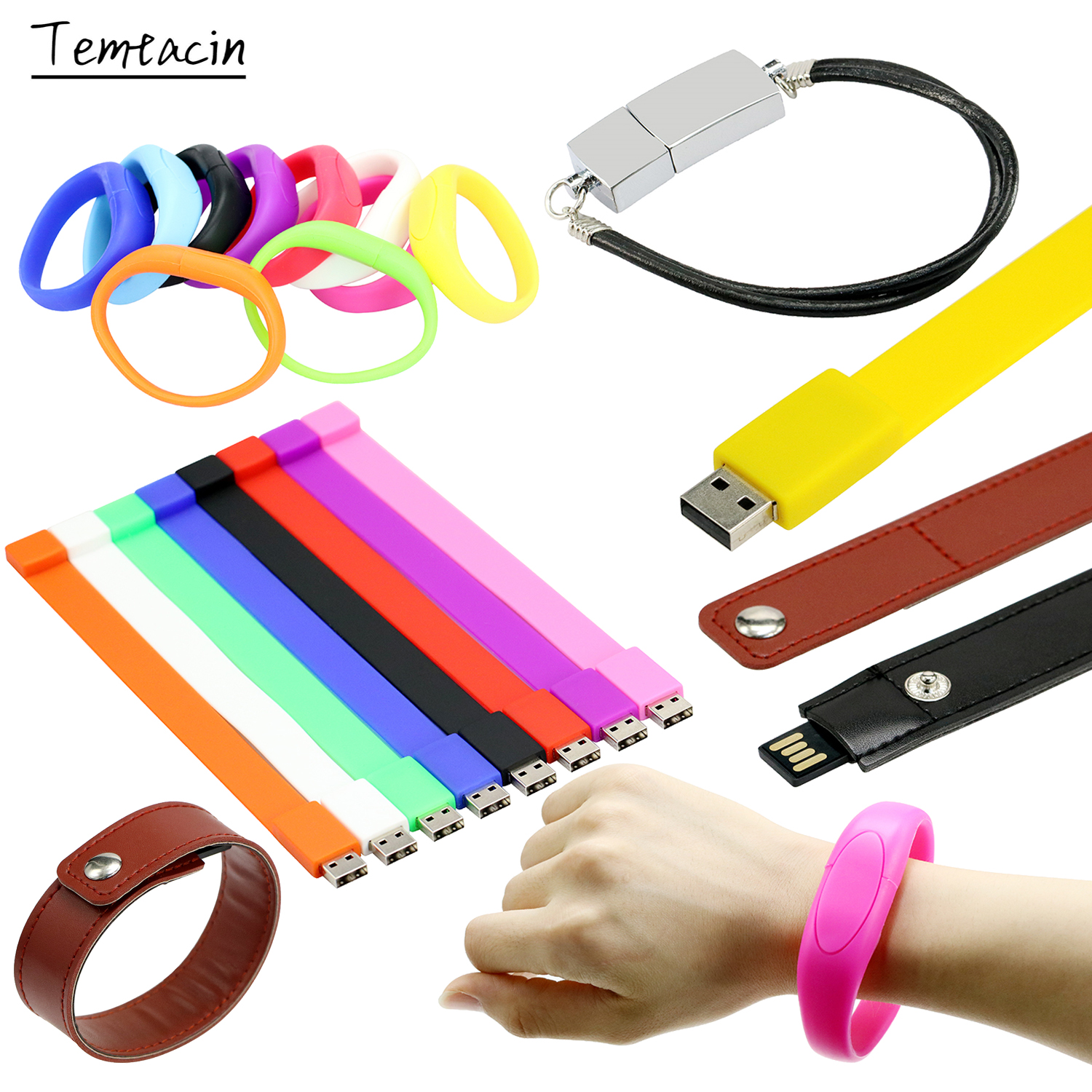 Bracelet Wrist Band Personalised Pendrive cle usb 2.0 32 4 8 16 gb Pen drive 16GB 32GB 64GB 256GB 128GB Metal Flash Drive Stick