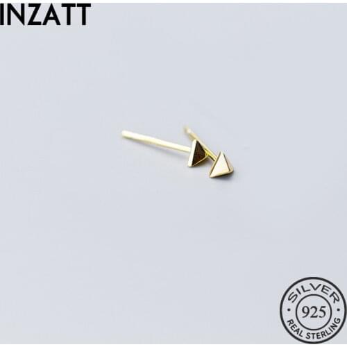 INZATT Minimalist Real 925 Sterling Silver Geometric Triangle Stud Earrings Fine Jewelry For Unisex Accessories Gift