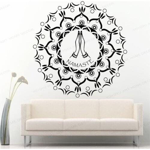 Namaste Vinyl Wall Decal Mandala Bedroom wall sticker Hinduism Hindu Yoga decor home art mural HJ1035