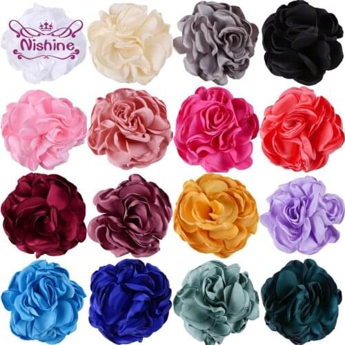 Nishine 5pcs/lot Artificial Rose Flowers Handmade Rosette Burning Flowers for Diy Kids Girls Hair Accessory Party Decoration