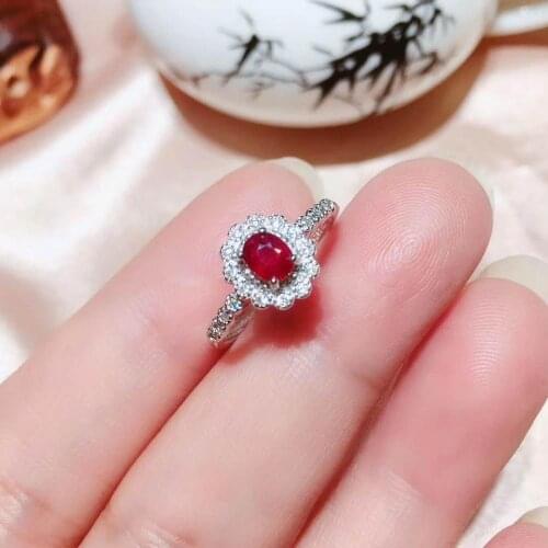 Natural And Real Ruby Ring Wedding Engagement Ring Fine Jewelry Wholesale 925 sliver Ring