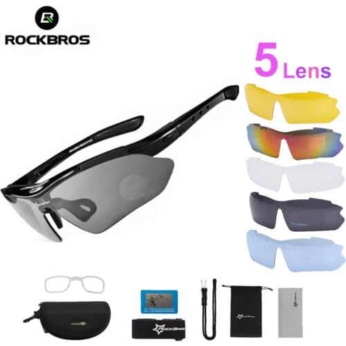 Rockbros Cycling Glasses Polarized 5 Lens Road Bike Cycling Eyewear Cycling Sunglasses MTB Mountain Bicycle Cycling Goggles