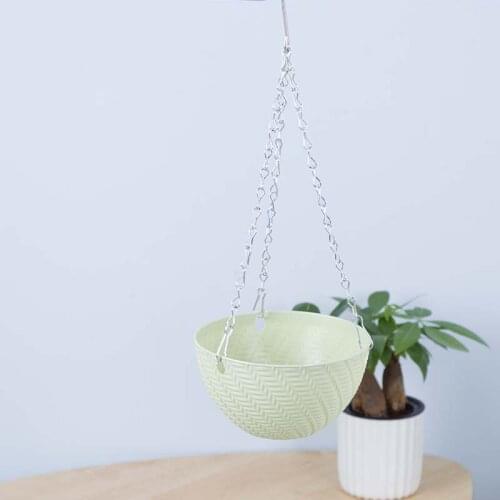 Hanging Basket Pot Garden Plant Chain Planters Decoration Plastic 16x10cm E2S