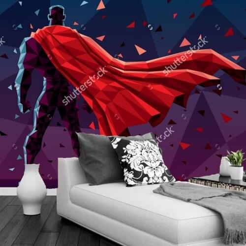 Custom childrens wallpaper,Low poly superhero,cartoon murals for the living room childrens room wall wallpaper wallpaper