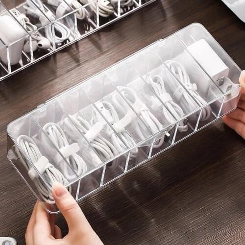 Cable Protection Transparent Data Line Container For Wires Desk Organizer Stationery Makeup Organizer usb Jewelry Storage Box