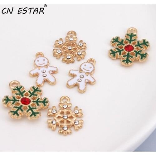 10pcs/Lot Christmas Snowflake Snowman Enamel Charms Zinc Alloy DIY Jewelry Earrings Necklace Pendant Material Accessories